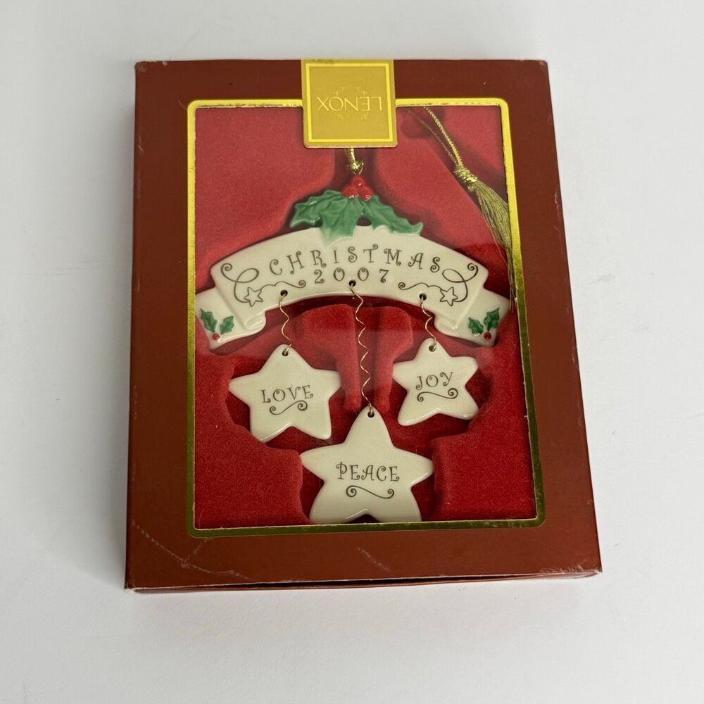 Lenox Christmas 2007 Starry Wishes Ornament Love Joy Peace Porcelain in Orig Box